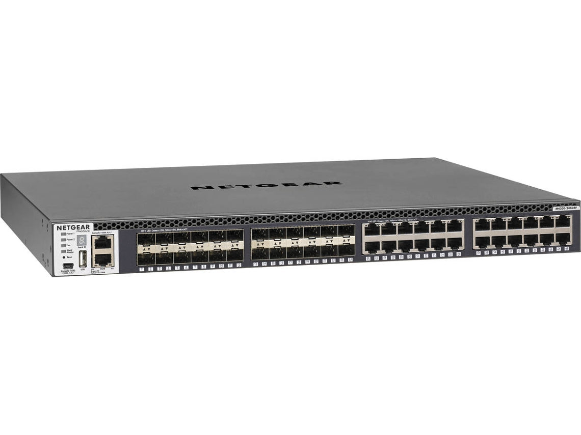 NETGEAR M4300-24X24F - Switch - L3 - Managed - 24 x 10/100/1000/10000 + 24 x 10 Gigabit SFP+ - front to back airflow - rail mountable