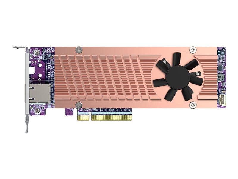 QNAP QM2-2P410G1T - Controlador de memória c/ 10GBASE-T port - M.2 - PCIe 4.0 x4 (NVMe) - baixo perfil - PCIe 4.0 x8 - para QNAP TDS-h2489FU-4309Y-64, h2489FU-4314, h2489FU-4314-128, h2489FU-4314-256, TVS-h1288