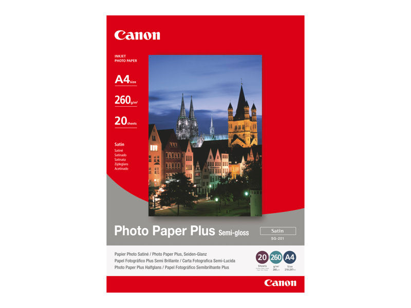 Canon Photo Paper Plus SG-201 - Satinado semibrillante - 260 micron - 100 x 150 mm - 260 gsm - 5 hoja(s) papel fotográfico - para PIXMA (1686B072)