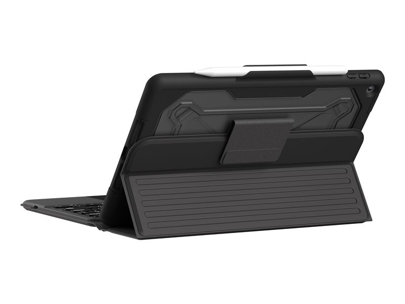 UAG Rugged Bluetooth Keyboard w/Trackpad para iPad 10.2 Español - Negro/Ceniza - Teclado y Carpeta Folio (Case) - con trackpad - Irregular - Iluminación - Bluetooth - Español - Negro, Gris - Volumen - para Apple iPad 10.2 pulgadas (9ª generación )