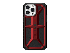 UAG Rugged Case for iPhone 13 Pro Max 5G [6.7-inch] - Monarch Crimson - Tampa posterior para telemóvel - resistente - policarbonato, borracha, pele de grão superior, liga metálica - escarlate - 6.7" - para Apple iPhone 13 Pro Max