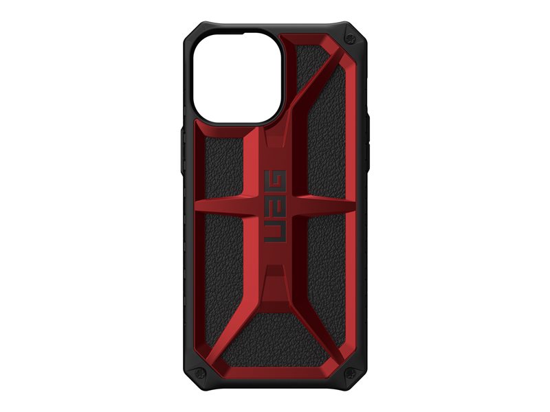 UAG Rugged Case for iPhone 13 Pro Max 5G [6.7-inch] - Monarch Crimson - Phone Back Cover - Tough - Polycarbonate, Rubber, Top Grain Leather, Metal Alloy - Scarlet - 6.7" - for Apple iPhone 13 Pro Max