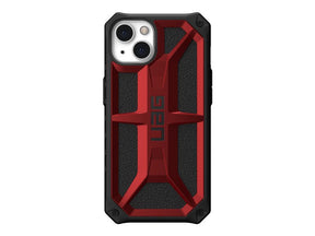 UAG Rugged Case for iPhone 13 5G [6.1-inch] - Monarch Crimson - Phone Back Cover - Rugged - Polycarbonate, Rubber, Top Grain Leather, Metal Alloy - Scarlet - 6.1" - for Apple iPhone 13