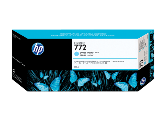 HP 772 - 300 ml - light cyan blue - original - ink cartridge - for DesignJet HD Pro MFP, SD Pro MFP, Z5200, Z5200 PostScript, Z5400 PostScript ePrinter