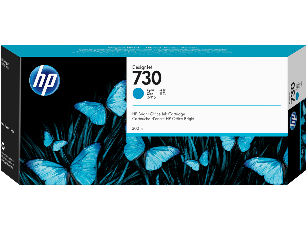 HP 730 - 300 ml - alta capacidad - azul cian - original - DesignJet - cartucho de tinta - para DesignJet SD Pro MFP, T1600, T1600dr, T1700, T1700dr, T2600, T2600dr