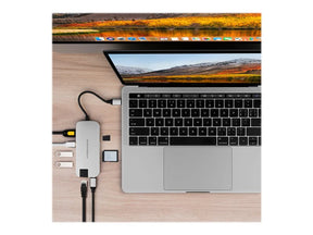 HyperDrive Slim 8-in-1 Hub - Docking Station - USB-C - HDMI, Mini DP - GigE (HD247B-SILVER)