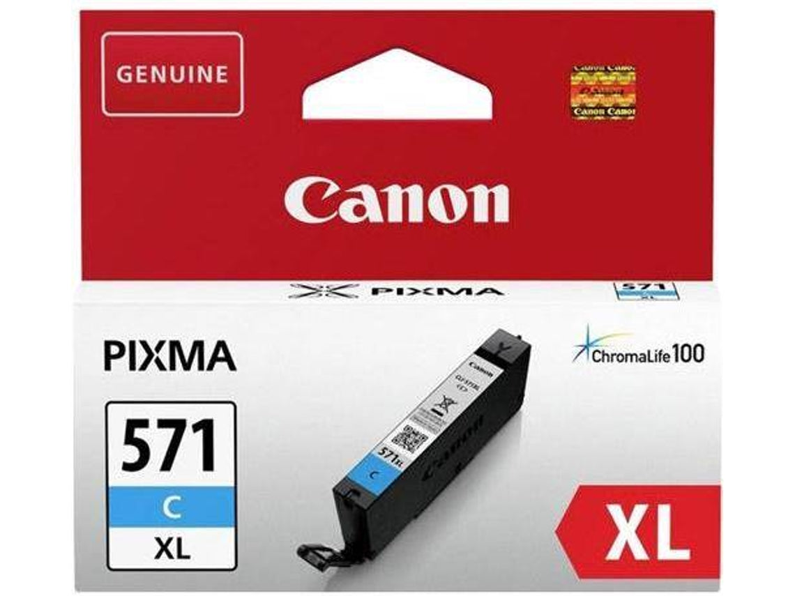 Canon CLI-571C XL - 11 ml - Alto Rendimento - azul cyan - original - tanque de tinta - para PIXMA TS5051, TS5053, TS5055, TS6050, TS6051, TS6052, TS8051, TS8052, TS9050, TS9055