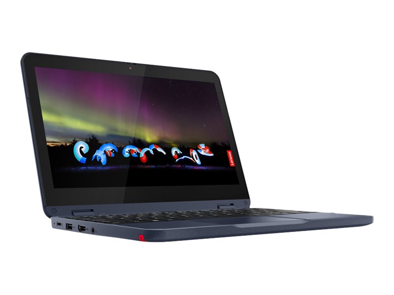 Lenovo 300w Gen 3 82J1 - Diseño invertido - AMD 3000 Series 3015e / 1.2 GHz - Windows 10 Pro National Academic - Radeon Graphics - 4 GB RAM - 128 GB SSD NVMe - Pantalla táctil IPS de 11,6" 1366 x 768 (HD) - Wi-Fi Fi 5 - Abismo azul - kbd: inglés