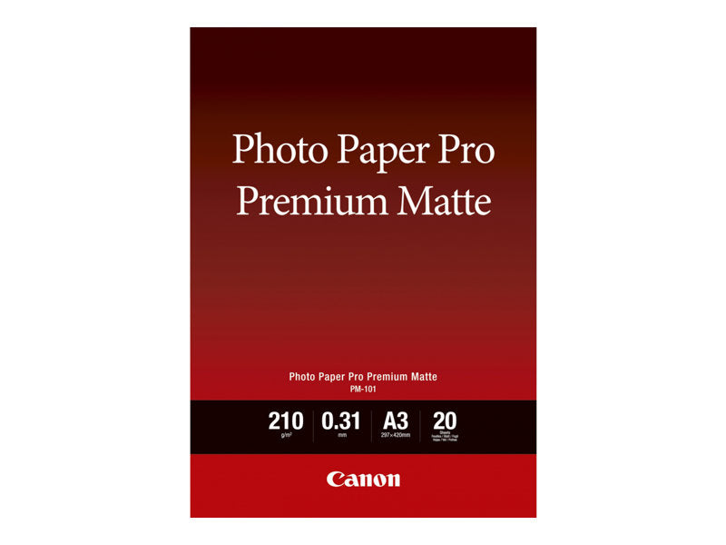 Canon Pro Premium PM-101 - Mate suave - 310 micron - A3 (297 x 420 mm) - 210 g/m² - 20 folha(s) papel fotográfico - para PIXMA PRO-1, PRO-10, PRO-100 (8657B006)