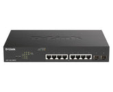 D-Link DGS 1100-10MP - V2 - conmutador - inteligente - 8 x 10/100/1000 (PoE) + 2 x Gigabit SFP - escritorio, montable en riel - PoE (130W)