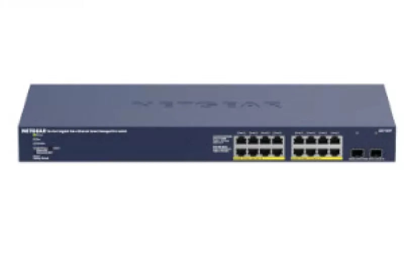 NETGEAR GS716TPP - 16-port Gigabit Ethernet High-Power PoE+ Smart Managed Pro Switch with 2 SFP Ports and Cloud Management - Interruptor - inteligente - 16 x 10/100/1000 (PoE+) + 2 x 1000Base-X SFP (uplink) - montável em trilho - PoE+ (300 W)