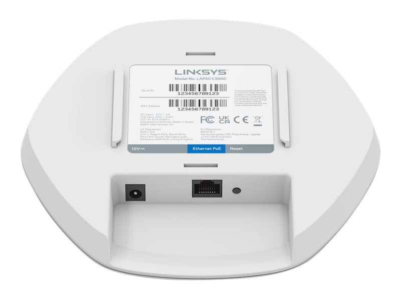 Linksys AC1300 - Wireless Access Point - Wi-Fi 5 - 2.4GHz, 5GHz - DC Powered - Cloud Managed - Wall/Ceiling Mountable - TAA Compatible (LAPAC1300C)