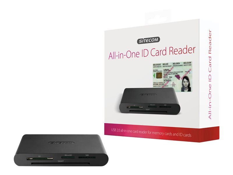 Sitecom MD 065 USB 2.0 All-in-One ID Card Reader - Leitor de cartão - 25 em 1 (SD, cartão SIM, SDHC, SDXC UHS-I, SDXC UHS-II) - UHS-I U3 / Class10 - USB 2.0