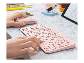 Logitech K380 Multi-Device Bluetooth Keyboard - Teclado - sem fios - Bluetooth 3.0 - QWERTY - Espanhol - rosa (920-009587)