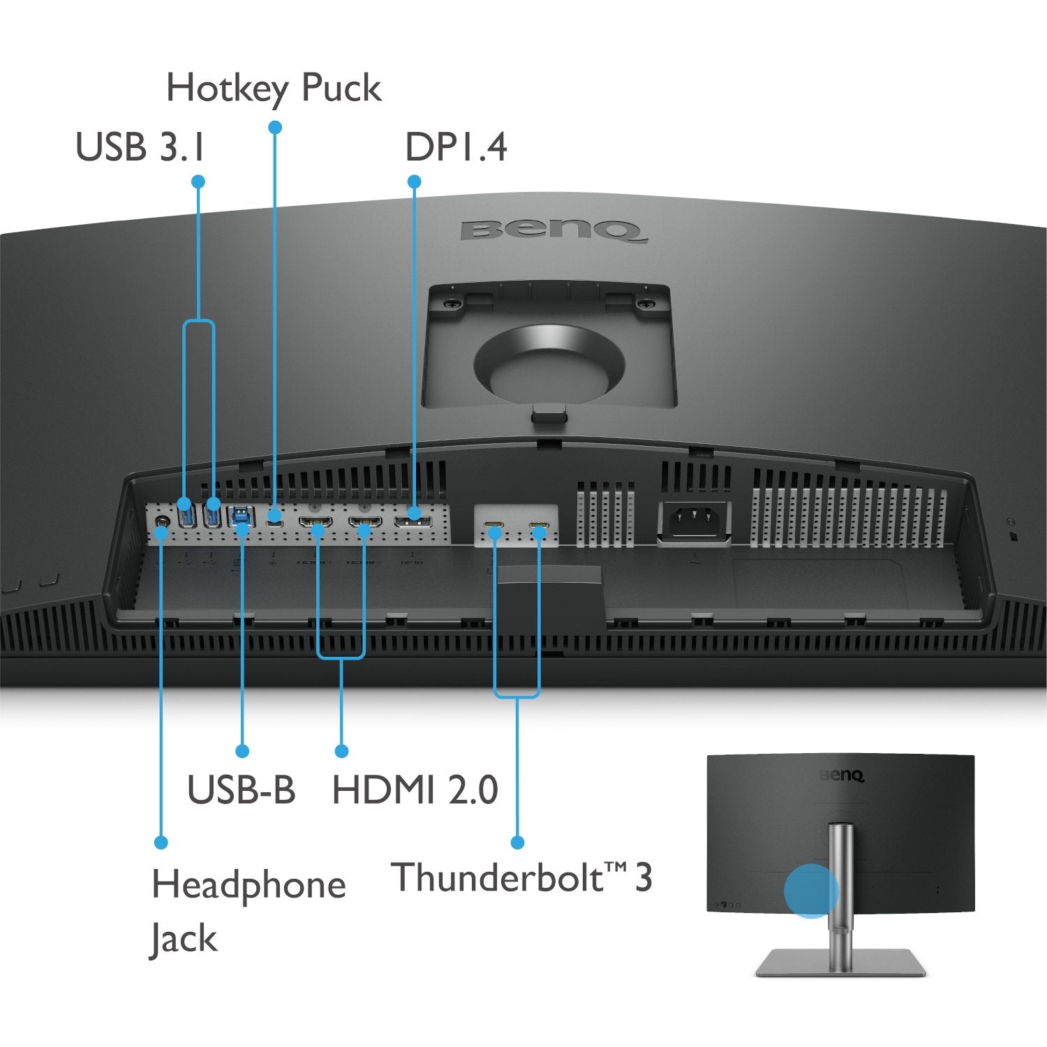 BenQ DesignVue PD2725U - Monitor LED - 27" - 3840 x 2160 4K @ 60 Hz - IPS - 250 cd/m² - 1200:1 - HDR10 - 5 ms - 2xThunderbolt 3, 2xHDMI, DisplayPort - altifalantes - cinza, preto