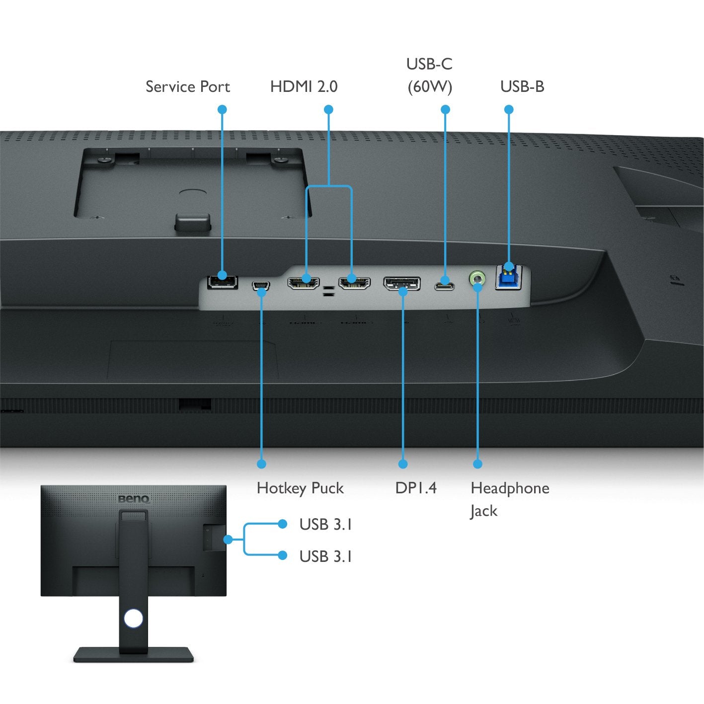 BenQ SW271C - SW Series - LED monitor - 27" - 3840 x 2160 4K @ 60 Hz - IPS - 300 cd/m² - 1000:1 - HDR10 - 5 ms - 3xHDMI, DisplayPort, USB-C