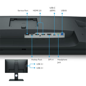 BenQ SW271C - SW Series - LED monitor - 27" - 3840 x 2160 4K @ 60 Hz - IPS - 300 cd/m² - 1000:1 - HDR10 - 5 ms - 3xHDMI, DisplayPort, USB-C