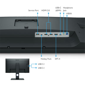 BenQ PhotoVue SW321C - Pantalla LED - 32" - 3840 x 2160 4K UHD (2160p) @ 60 Hz - IPS - 250 cd/m² - 1000:1 - HDR10 - 5 ms - 2xHDMI, DisplayPort, USB-C - gris