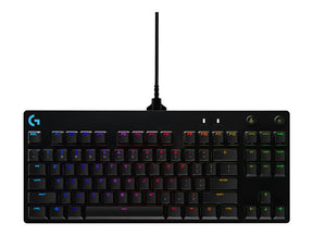 Logitech G PRO - Teclado - retroiluminado - USB - QWERTY - Español - switch: GX Blue Clicky - negro