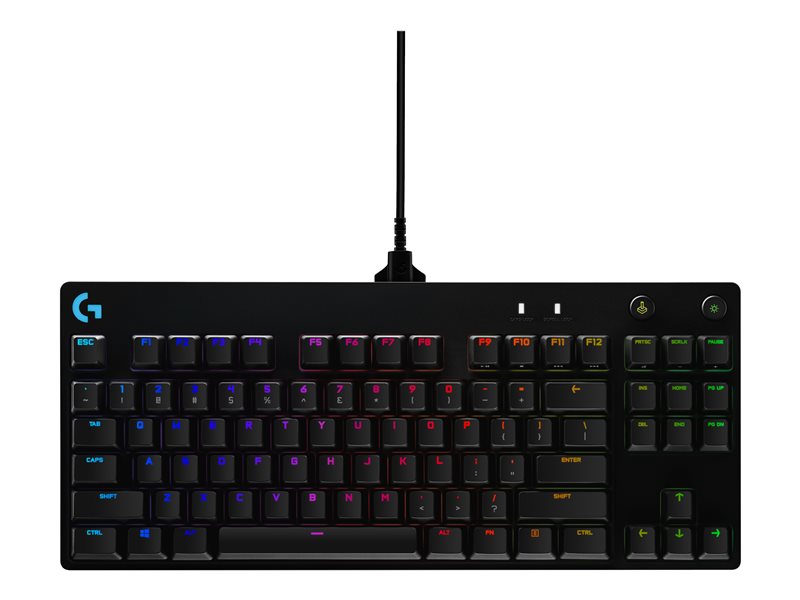 Logitech G PRO - Keyboard - backlight - USB - QWERTY - Spanish - switch: GX Blue Clicky - black