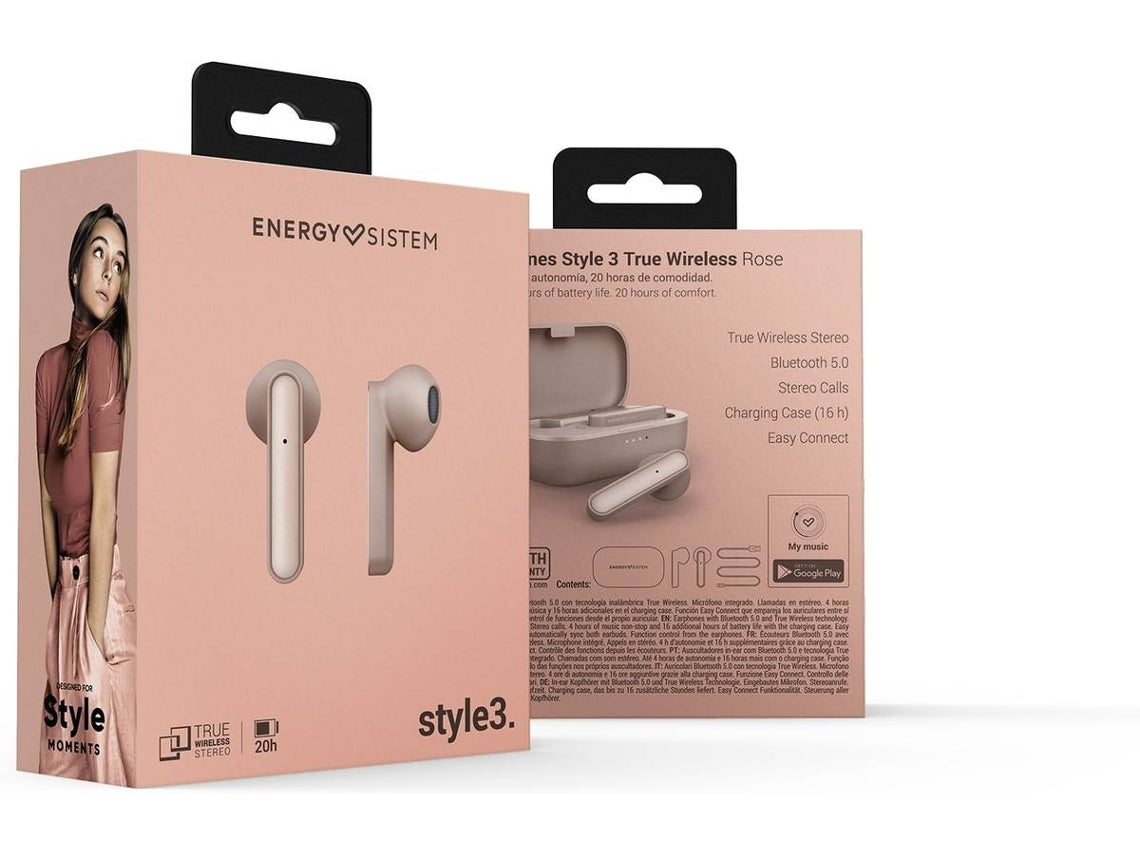 Energy Style 3 - Wireless headphones with microphone - in-ear - bluetooth - pink