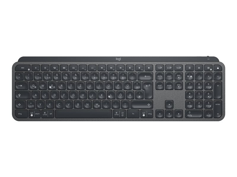 Logitech MX Keys - Teclado - retroiluminação - Bluetooth, 2.4 GHz - QWERTY - Padrão internacional americano - grafite (920-009415)