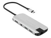 HyperDrive Slim 8-in-1 Hub - Docking Station - USB-C - HDMI, Mini DP - GigE (HD247B-SILVER)