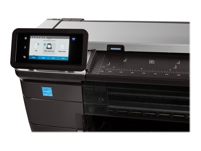 HP DesignJet T830 - 24" multifunction printer - color - inkjet - 610 x 2770 mm (original) - Roll (61 cm) (media) - up to 0.43 min/page (print) - 1 roll - Gigabit LAN, Wi-Fi(n), USB host