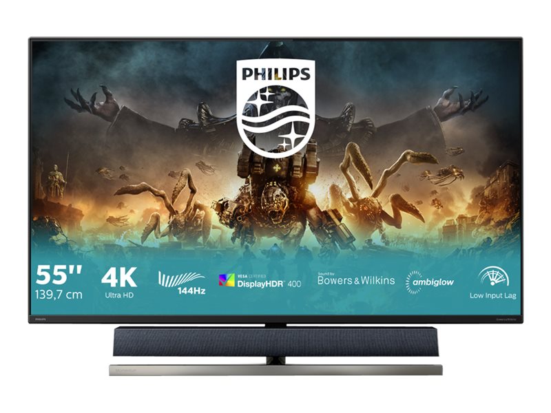 Philips Momentum 559M1RYV - Monitor LED - 55" - 3840 x 2160 4K UHD (2160p) @ 144 Hz - VA - 1200 cd/m² - 4000:1 - DisplayHDR 1000 - 4 ms - 3xHDMI, DisplayPort, USB-C - altifalantes com subwoofer - preto brilhante texturizado