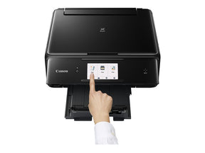 Canon PIXMA TS8050 - Impresora multifunción - Color - Inyección de tinta - 216 x 297 mm (original) - A4/Legal (soportes) - hasta 15 ipm (impresión) - 120 hojas - USB 2.0, Wi-Fi(n), NFC - negro (1369C006)