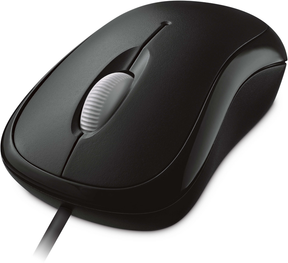 Microsoft Basic Optical Mouse - Ratón - para diestros y zurdos - óptico - 3 botones - con cable - USB - negro