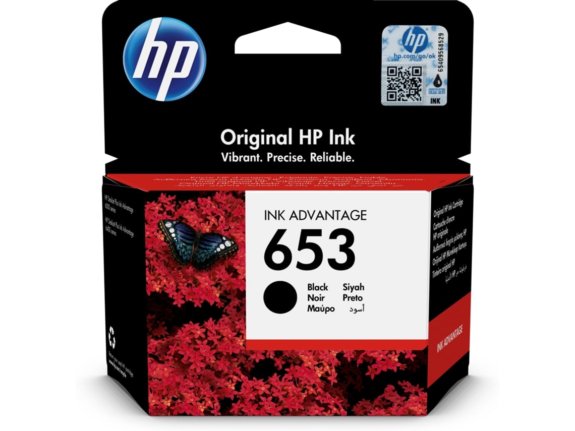 HP 653 - 6 ml - negro - original - Ink Advantage - cartucho de tinta - para Deskjet 2776, Ink Advantage 2374, DeskJet Plus Ink Advantage 6075, Ink Advantage 64XX