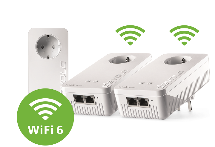 devolo Magic 2 WiFi 6, Multiroom Kit, PLC até 2400Mbps, Mesh, Wi-Fi 6 até 1800Mbps, 2x LAN Gigabit