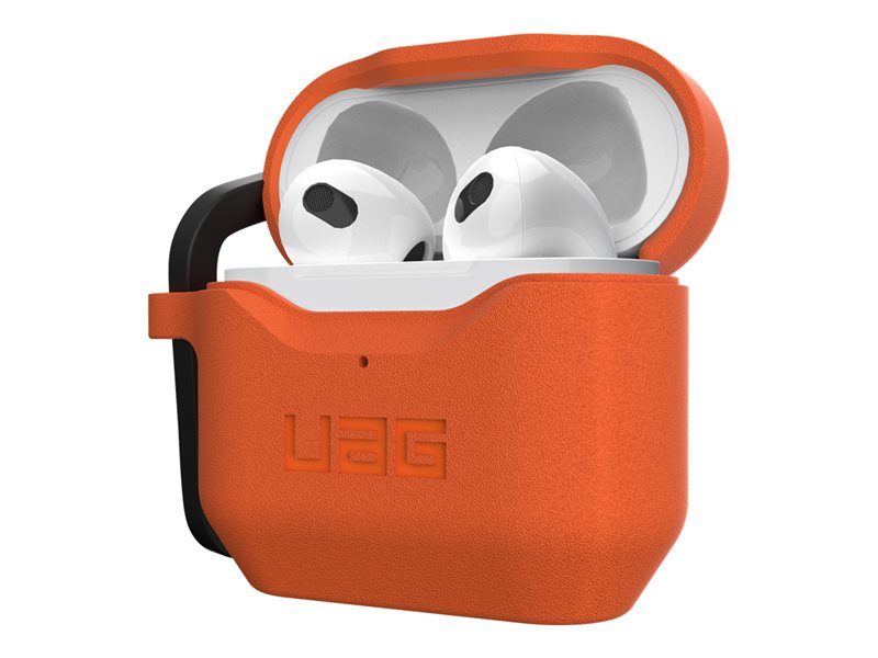 UAG Rugged Case for Airpods (3rd Gen, 2021) - Std. Issue Silicone_001 Orange - Bolsa for wireless earbuds - antimicrobiano - silicone - laranja - para Apple AirPods (3ª geração)