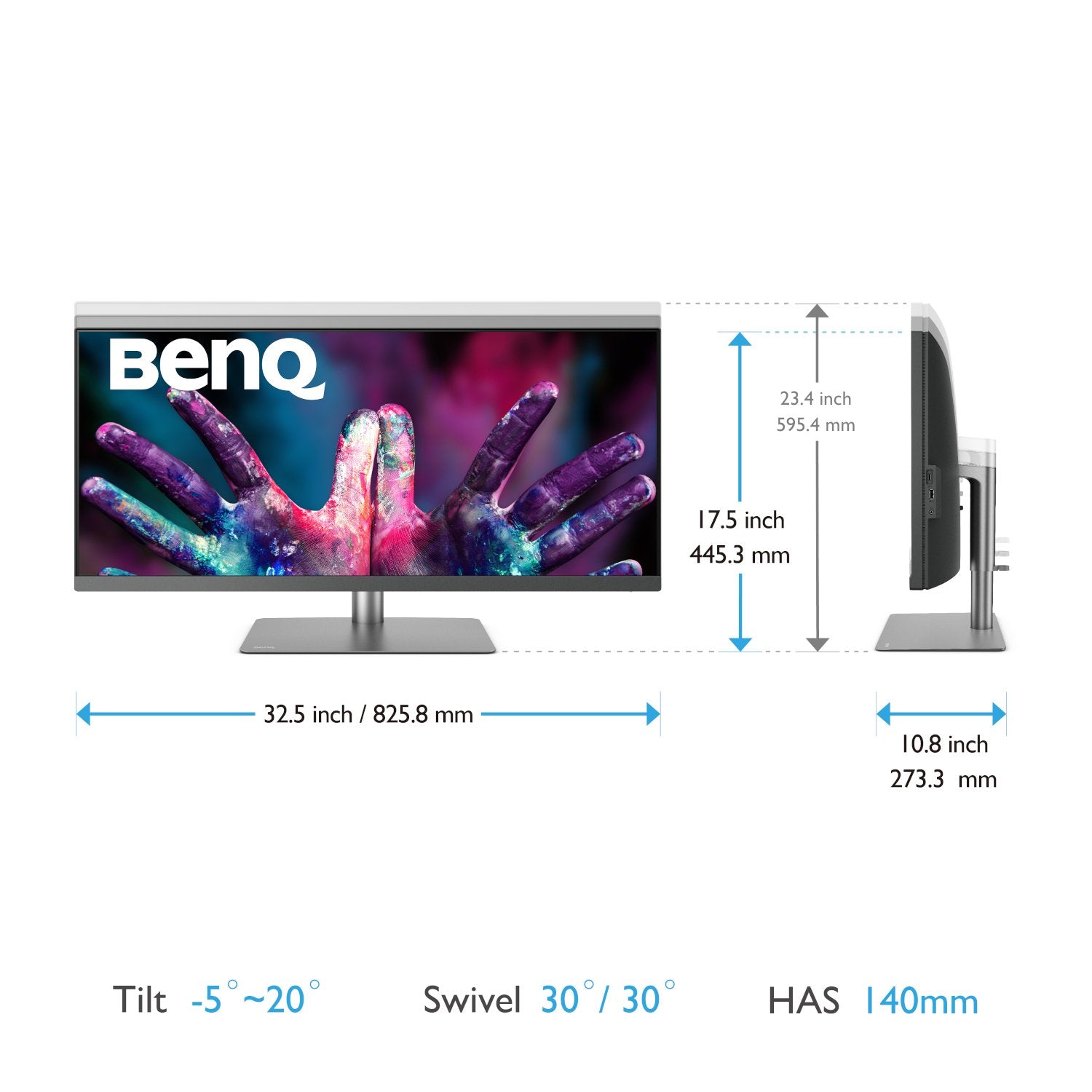 BenQ DesignVue PD3420Q - Serie PD - Monitor LED - 34" - 3440 x 1440 UWQHD @ 60 Hz - IPS - 400 cd/m² - 1000:1 - DisplayHDR 400 - 5 ms - 2xHDMI, DisplayPort, USB-C - altavoces - gris oscuro