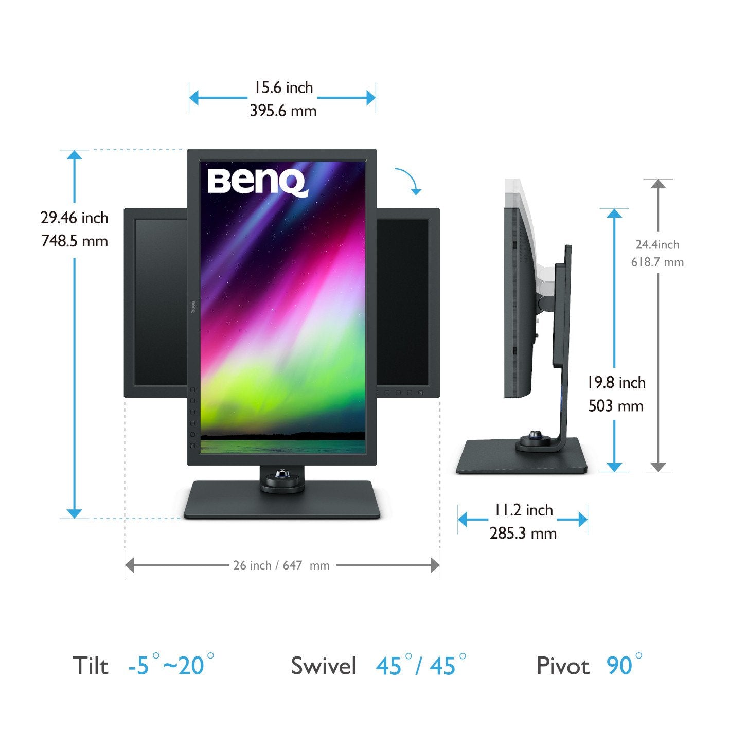 BenQ SW271C - Serie SW - Monitor LED - 27" - 3840 x 2160 4K @ 60 Hz - IPS - 300 cd/m² - 1000:1 - HDR10 - 5 ms - 3xHDMI, DisplayPort, USB-C