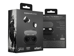 Energy Earphones Urban 1 True Wireless - Auscultadores sem fios com microfonoe - intra-auricular - bluetooth - preto e branco