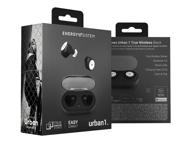 Energy Earphones Urban 1 True Wireless - Auriculares inalámbricos con micrófono - intrauditivos - bluetooth - blanco y negro