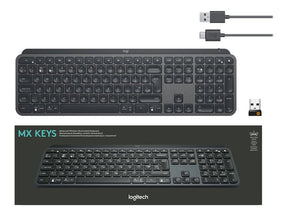 Logitech MX Keys - Keyboard - Backlight - Bluetooth, 2.4GHz - Pan-Nordic - Graphite (920-009411)