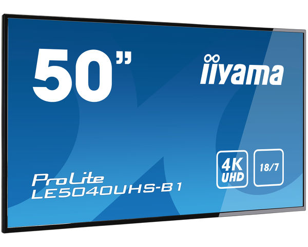 iiyama ProLite LE5040UHS-B1 - 50" Diagonal Class LCD Screen with LED Backlight - Digital Signage - 4K UHD (2160p) 3840 x 2160 - Opaque Black