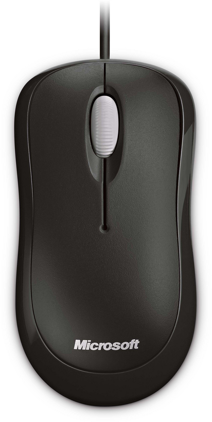 Microsoft Basic Optical Mouse - Ratón - para diestros y zurdos - óptico - 3 botones - con cable - USB - negro