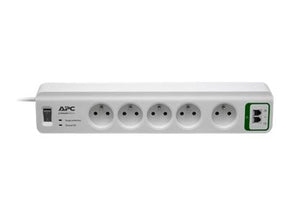 APC SurgeArrest Essential - Surge Protector - AC 230 V - 2300 Watt - output connectors: 5 - Belgium, France - white (PM5T-FR)