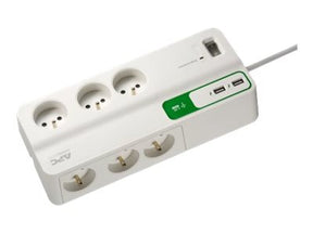 APC SurgeArrest Essential - Surge Protector - AC 230 V - 2300 Watt - output connectors: 6 - Belgium, France - white (PM6U-FR)