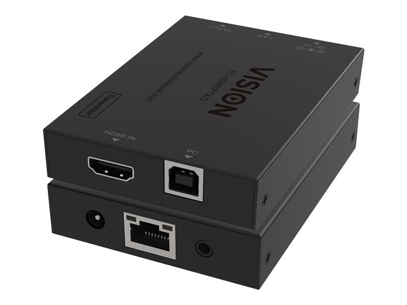 VISION HDMI-over-IP Transmitter - LIFETIME WARRANTY - transmitter only, receiver needs to be purchased separately - Transmits HDMI One-to-One or One-to-Many - Transmits USB 1.1 - Plug and play - IR pass-though - Maximum resolution HD 1920x1200@60Hz