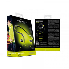 Energy Earphones Running One - Sport - auriculares internos con micrófono - ear bud - montaje debajo del cuello - con cable - conector de 3,5 mm - verde neón - para Phone Max 4G