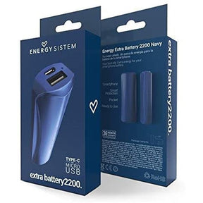 Energy Extra Battery 2200 - Cargador portátil - 2200 mAh - 1 A (USB) - Con cable: Micro-USB, USB-C - Azul marino