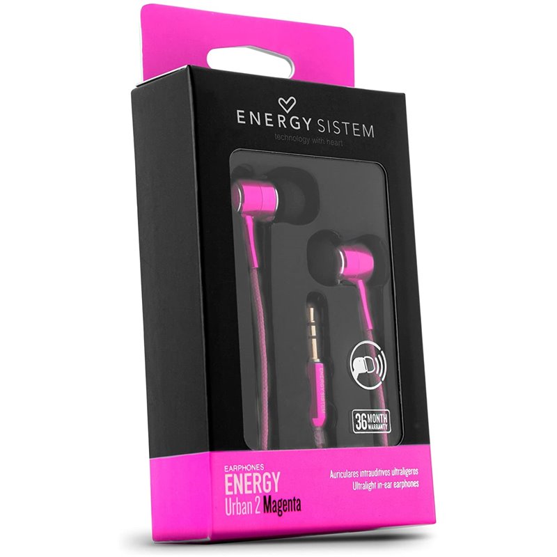 Energy Earphones Urban 2 - Auscultadores intra-aurais - intra-auricular - com cabo - macaco de 3,5 mm - magenta