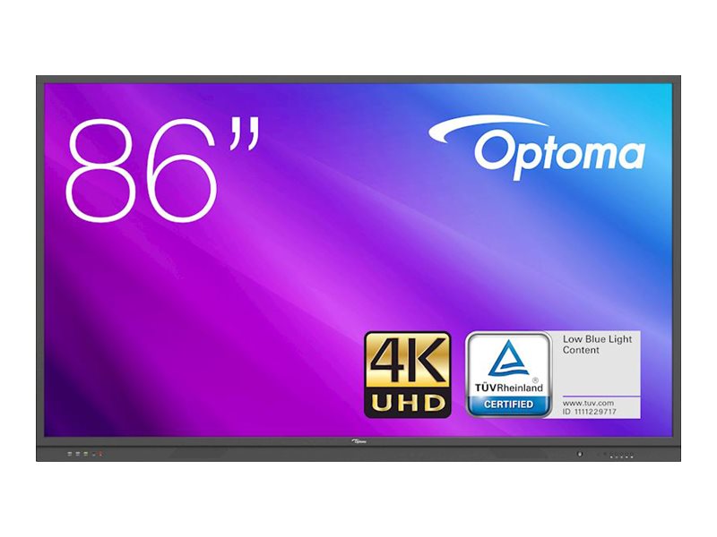 Optoma Creative Touch 3861RK - 86" Classe Diagonal 3-Series LED-backlit LCD display - interativa - com quadro branco e ecrã tátil (multi toque) - 4K UHD (2160p) 3840 x 2160 - Direct LED
