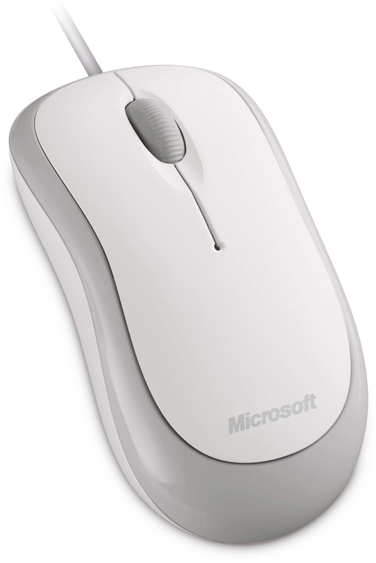 Microsoft Ready Mouse - Ratón - para diestros y zurdos - óptico - 3 botones - con cable - USB - blanco