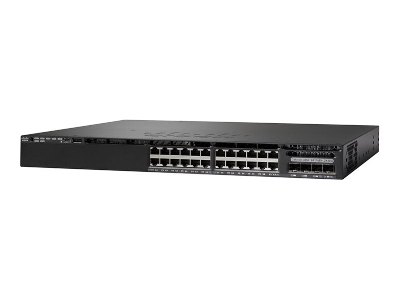 Cisco Catalyst 3650-24TD-S - Switch - L3 - Administered - 24 x 10/100/1000 + 2 x 10 Gigabit SFP+ - desktop, rail mountable (WS-C3650-24TD-S)